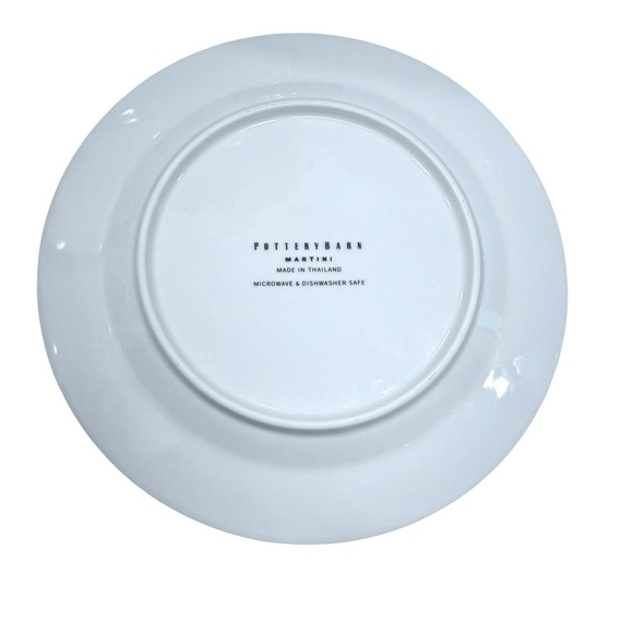 POTTERY BARN MARTINI DESIGN SET OF 4 WHITE COCKTAIL/APPETIZER CERAMIC PLATES - Picture 9 of 10